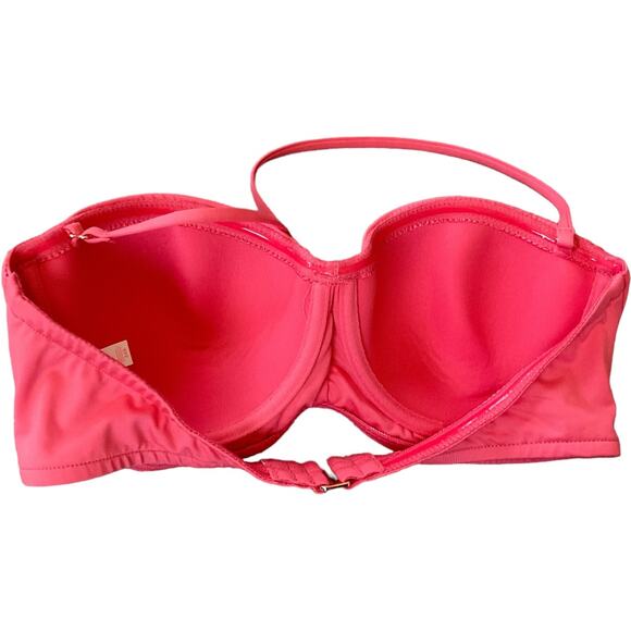 NWOT Victoria’s Secret Melon Pink Bandeau Bikini Top w/ Removable Straps 36C - Picture 2 of 3